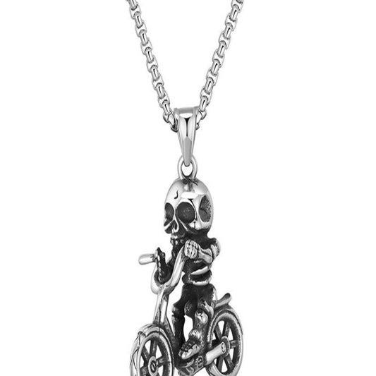 Skeleton on a Bike Necklace