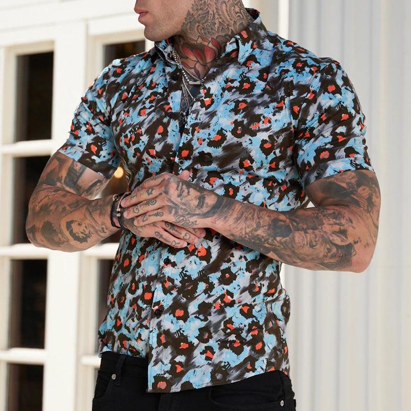 Summer Men Print Beach Hawaiian Shirt Men's Casual Digital 3D Printing Loose Lapel Summer Short Sleeve Casual Shirt