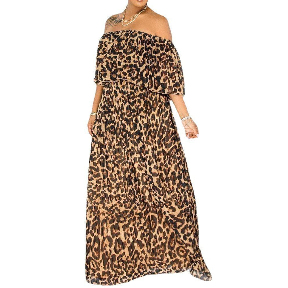 Summer Over sized Leopard Print Maxi Plus Size Dress plus size women clothing