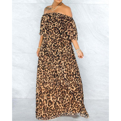 Summer Over sized Leopard Print Maxi Plus Size Dress plus size women clothing