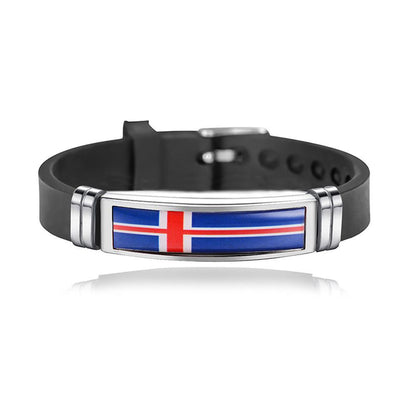 Wholesale Countries Flag Custom Sports Adjustment Stainless Steel Silicone Bracelet for Man 2021