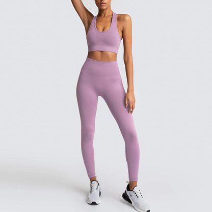 Wholesale Knitting Fitness Yoga Wear Bra Set Sports Gym Activewear Women's Workout Seamless Scrunch Clothing Sets