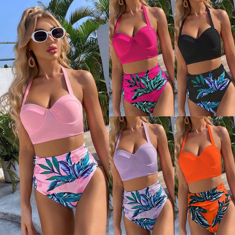 Wholesale Manufacturer Bathing Suit Floral High Waisted Swimsuit Modest Plus Size Swimwear Push Up Bikini