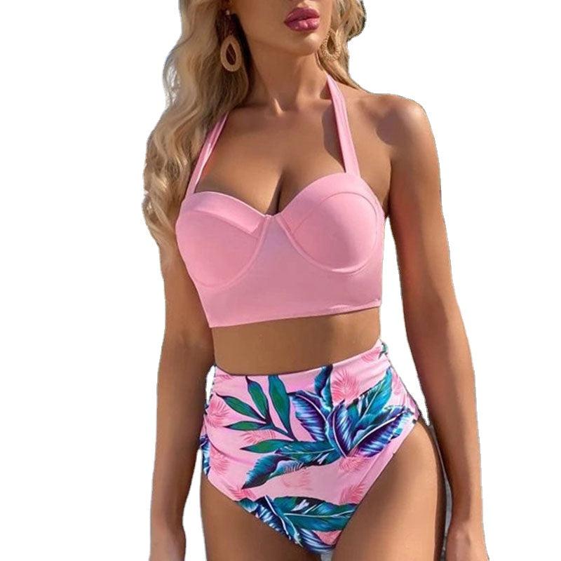 Wholesale Manufacturer Bathing Suit Floral High Waisted Swimsuit Modest Plus Size Swimwear Push Up Bikini