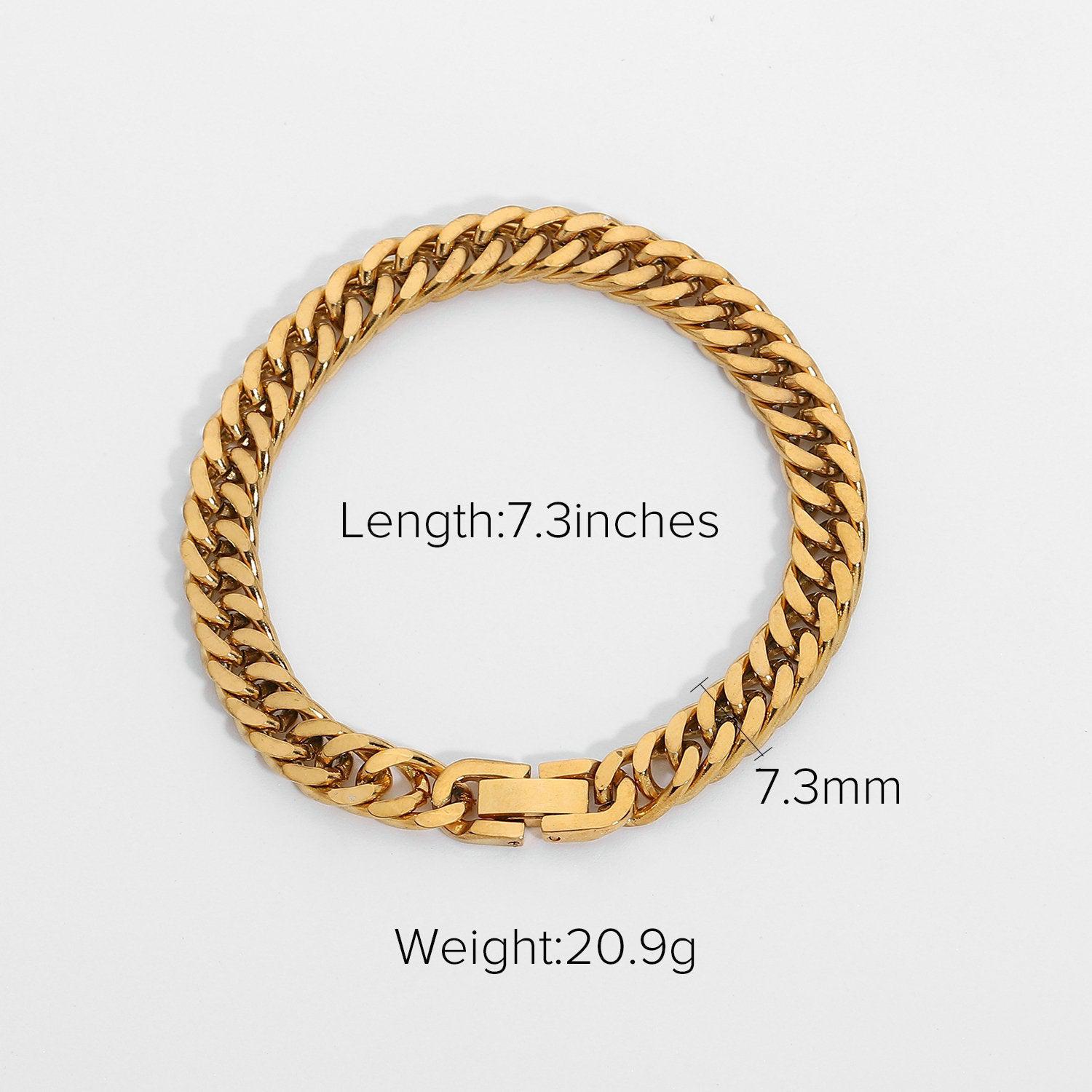 Women Jewelry Set Miami Cuban Chain Bracelet Bangle Flat Snake Stacking 18K Gold Plated Stainless Steel Bracelet For Accessories