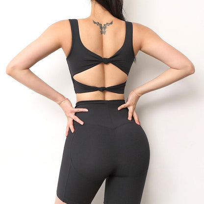 custom logo women 2 piece sets sports bra and shorts set push up bra high impact pad top gym bra biker shorts for women